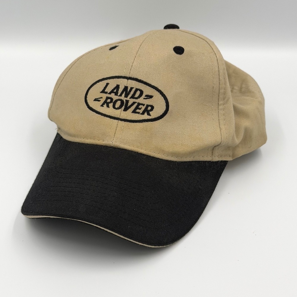 Land Rover Hat Embroidered Logo Tan Black Adjustable Baseball Cap